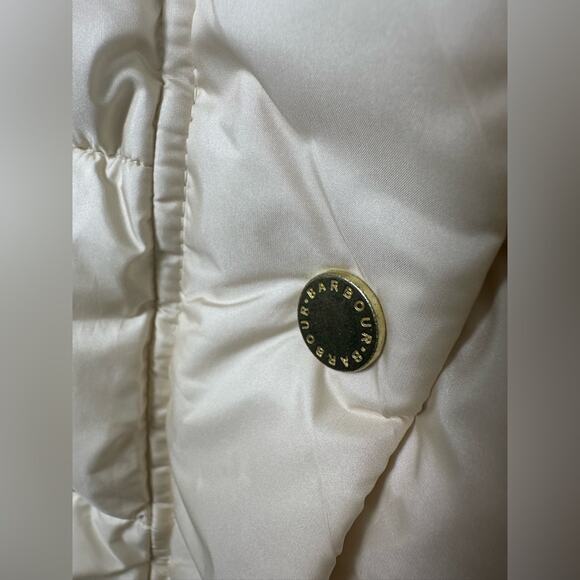 NWT Barbour Jacket Coat Fortmartine Quilt Fur Cream Size 14 - Picture 9 of 10